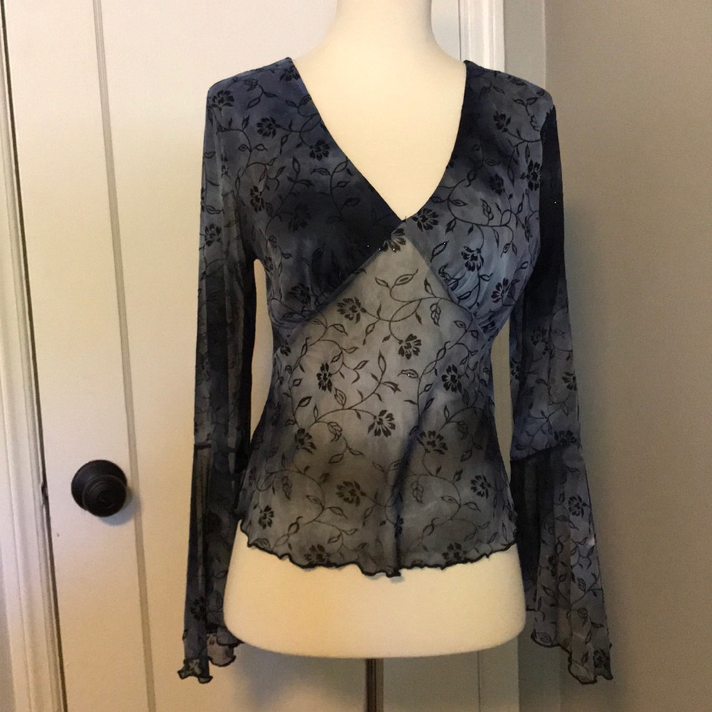 Dark blue w/black sparkle blouse.